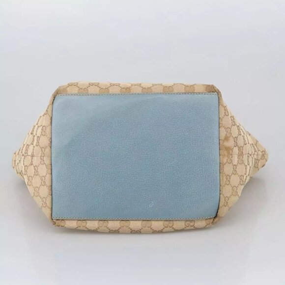 GUCCI GG Canvas Sherry Line Shoulder Bag Beige Blue Silver 131230 Auth 103323 - Picture 7 of 16